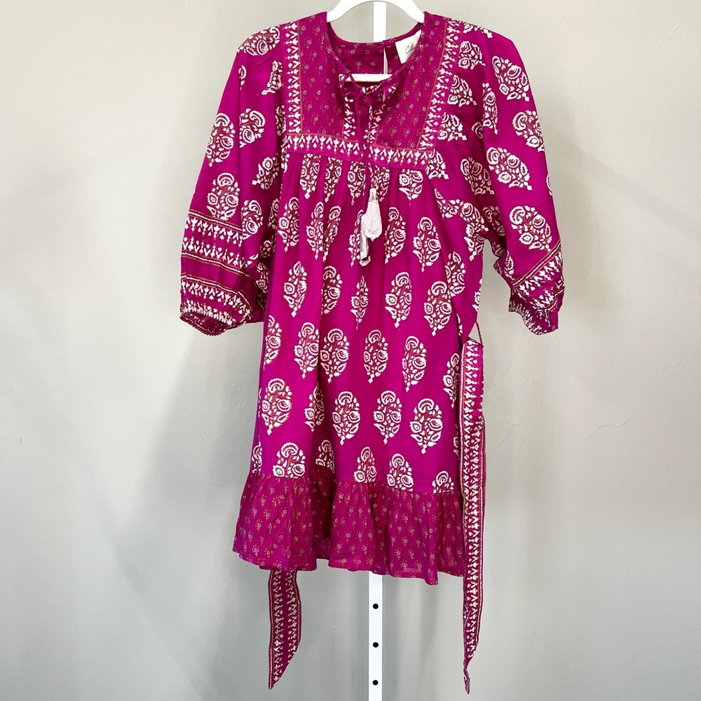 NWT Cleobella Magdalena Mini Dress / Pink Block Print / Size Small - Picture 3 of 8